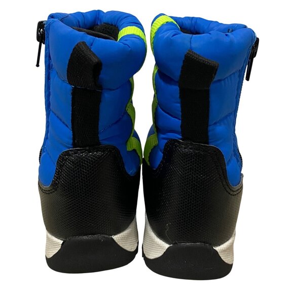 Toddler Winter Snow Boots Blue Black Zip Closure NonSlip Rubber Sole Insulated - Picture 3 of 6